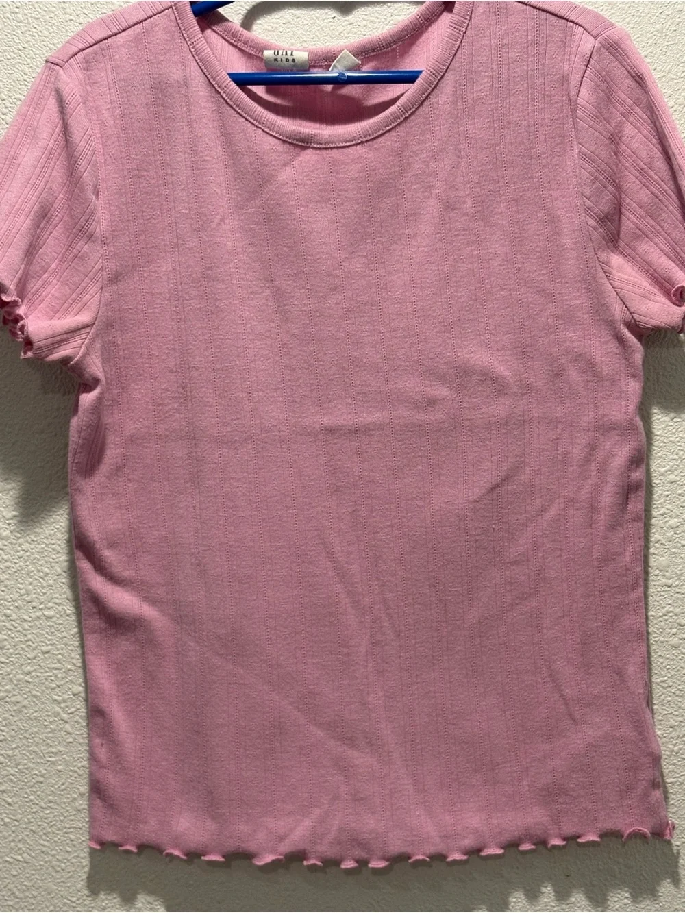 Kids Pink Short Sleeve Ribbed Tee - Gap Size - XL